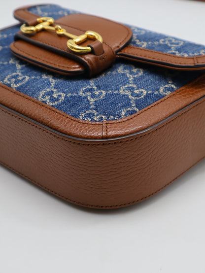 GUCCI Horsebit 1955馬銜釦馬鞍包 - mini牛仔