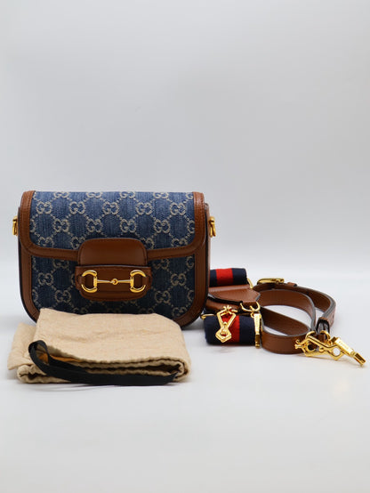GUCCI Horsebit 1955馬銜釦馬鞍包 - mini牛仔