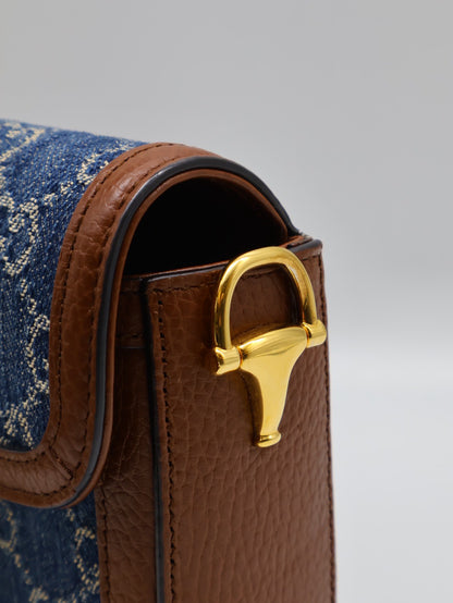 GUCCI Horsebit 1955馬銜釦馬鞍包 - mini牛仔