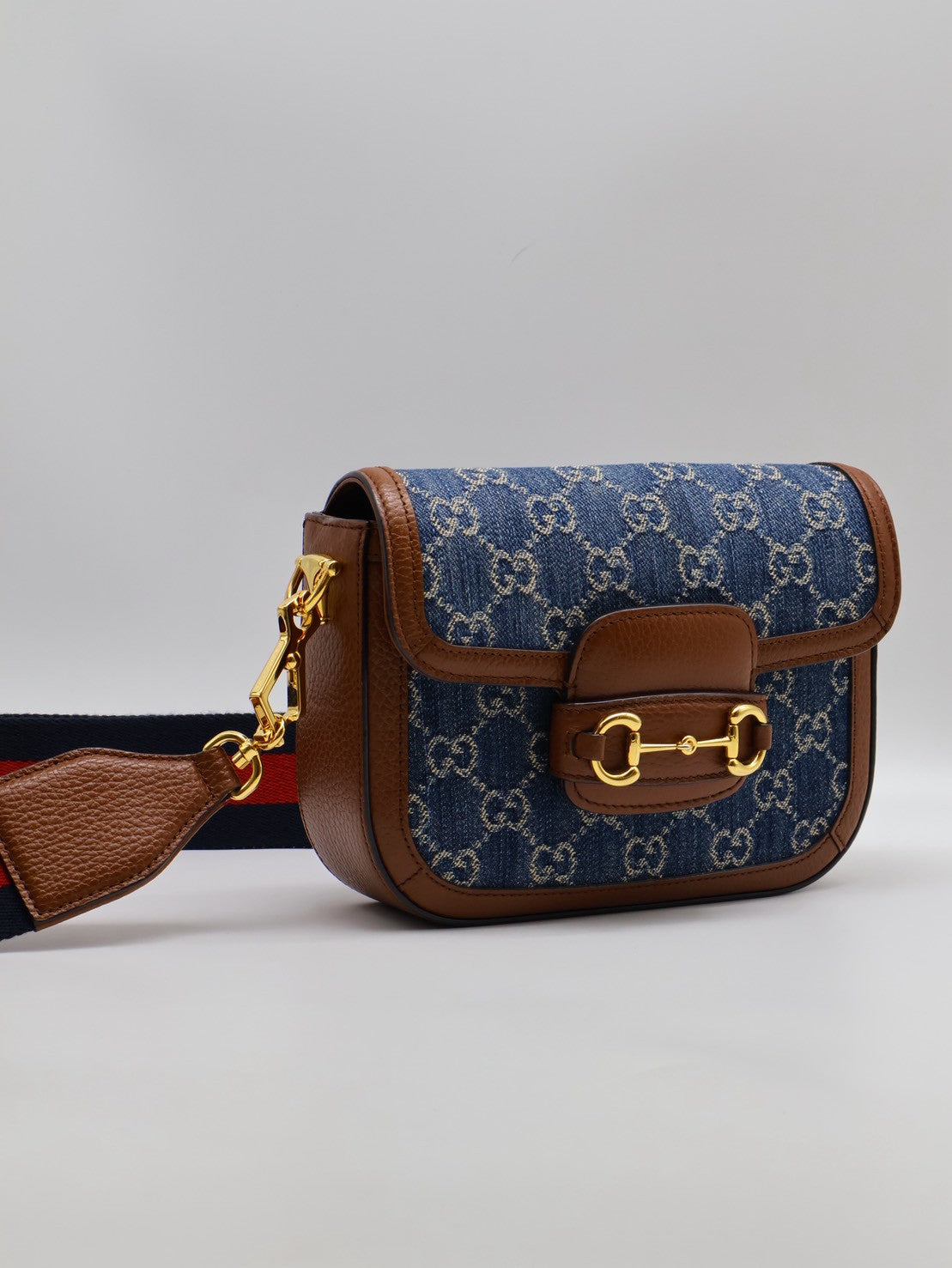 GUCCI Horsebit 1955馬銜釦馬鞍包 - mini牛仔