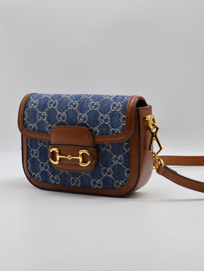 GUCCI Horsebit 1955馬銜釦馬鞍包 - mini牛仔