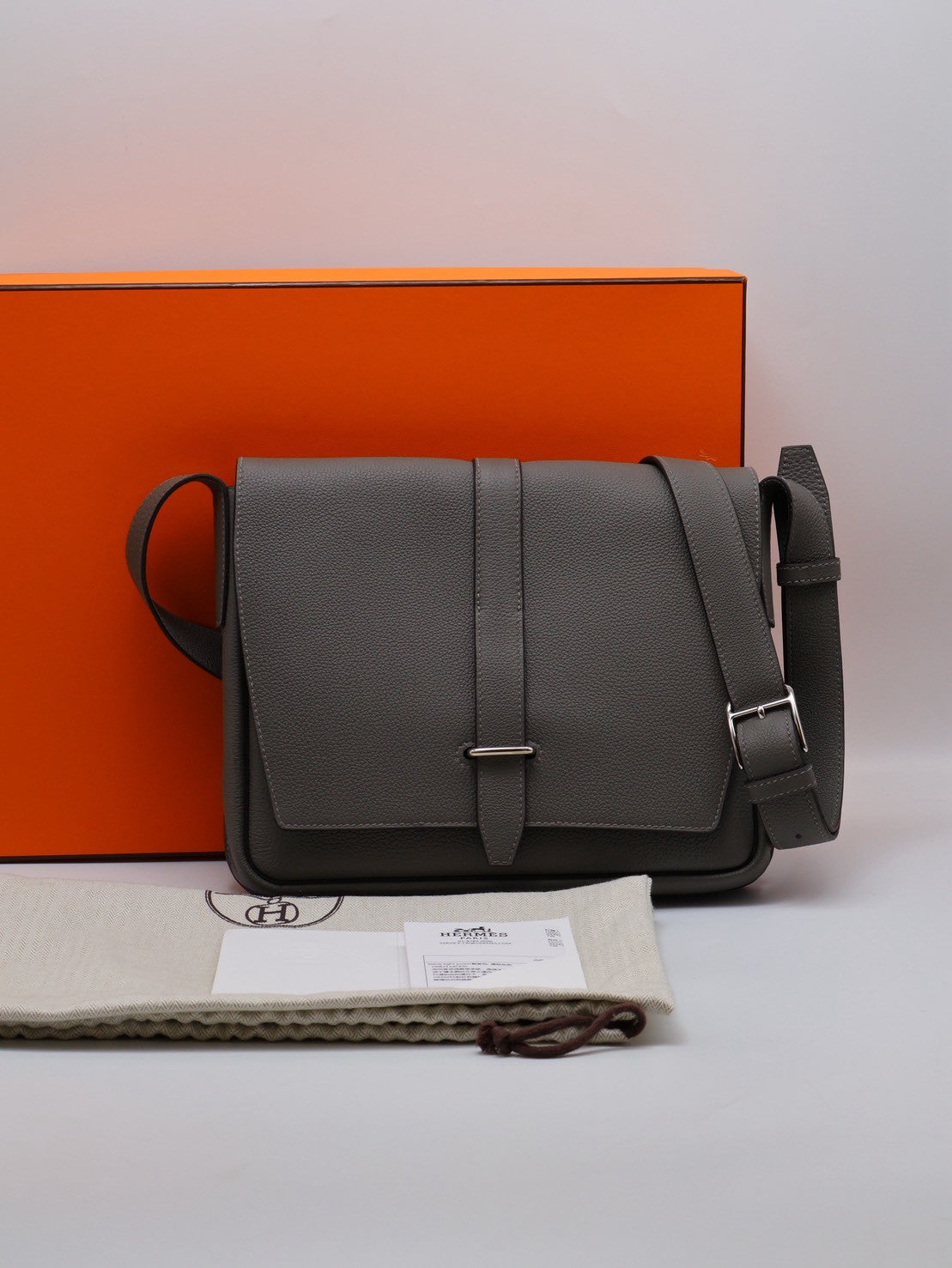 HERMES Steve light junior郵差包 - Gris Meyer 0L 積雨雲灰銀 B