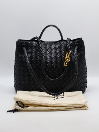 BOTTEGA VENETA Andiamo編織單肩包 - 中號黑金