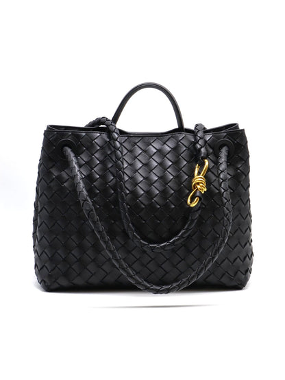 BOTTEGA VENETA Andiamo編織單肩包 - 中號黑金