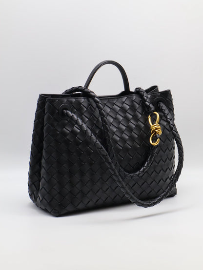 BOTTEGA VENETA Andiamo編織單肩包 - 中號黑金