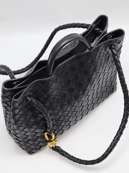 BOTTEGA VENETA Andiamo編織單肩包 - 中號黑金