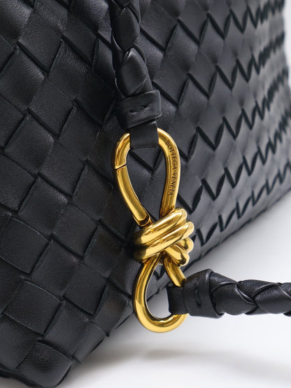 BOTTEGA VENETA Andiamo編織單肩包 - 中號黑金