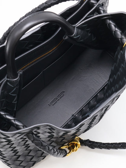 BOTTEGA VENETA Andiamo編織單肩包 - 中號黑金