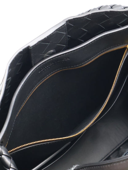 BOTTEGA VENETA Andiamo編織單肩包 - 中號黑金