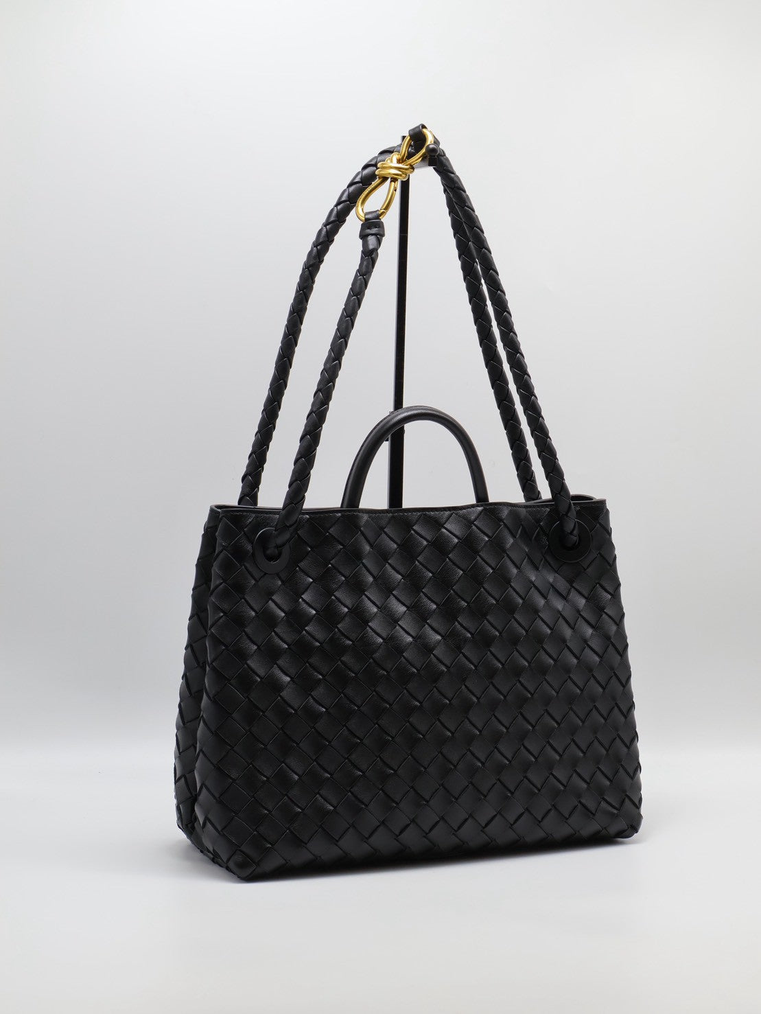 BOTTEGA VENETA Andiamo編織單肩包 - 中號黑金