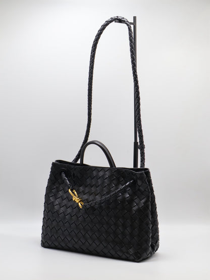 BOTTEGA VENETA Andiamo編織單肩包 - 中號黑金