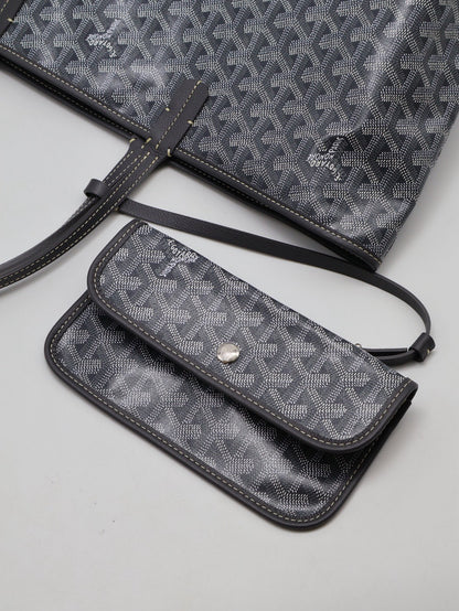 GOYARD 新版亞麻帆布Tote - 小號灰