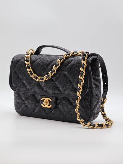 CHANEL 25A粒面牛皮後背包 - 黑金