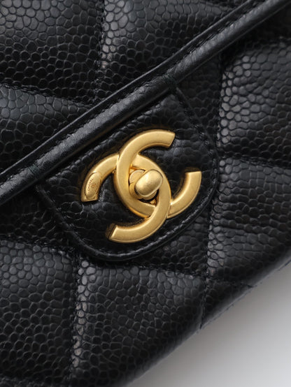 CHANEL 25A粒面牛皮後背包 - 黑金