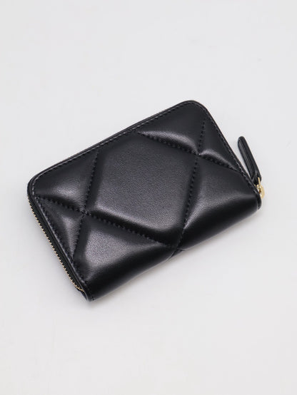 CHANEL 19 24C羊皮拉鍊零錢包 - 黑金