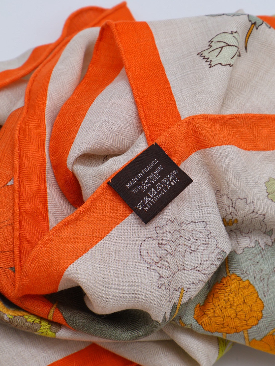 HERMES Robe legere輕揚花衣三角巾 - 橘