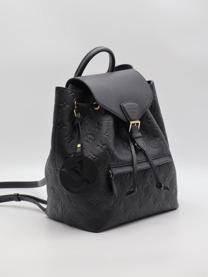 LOUIS VUITTON Montsouris壓紋牛皮後背包 - 黑