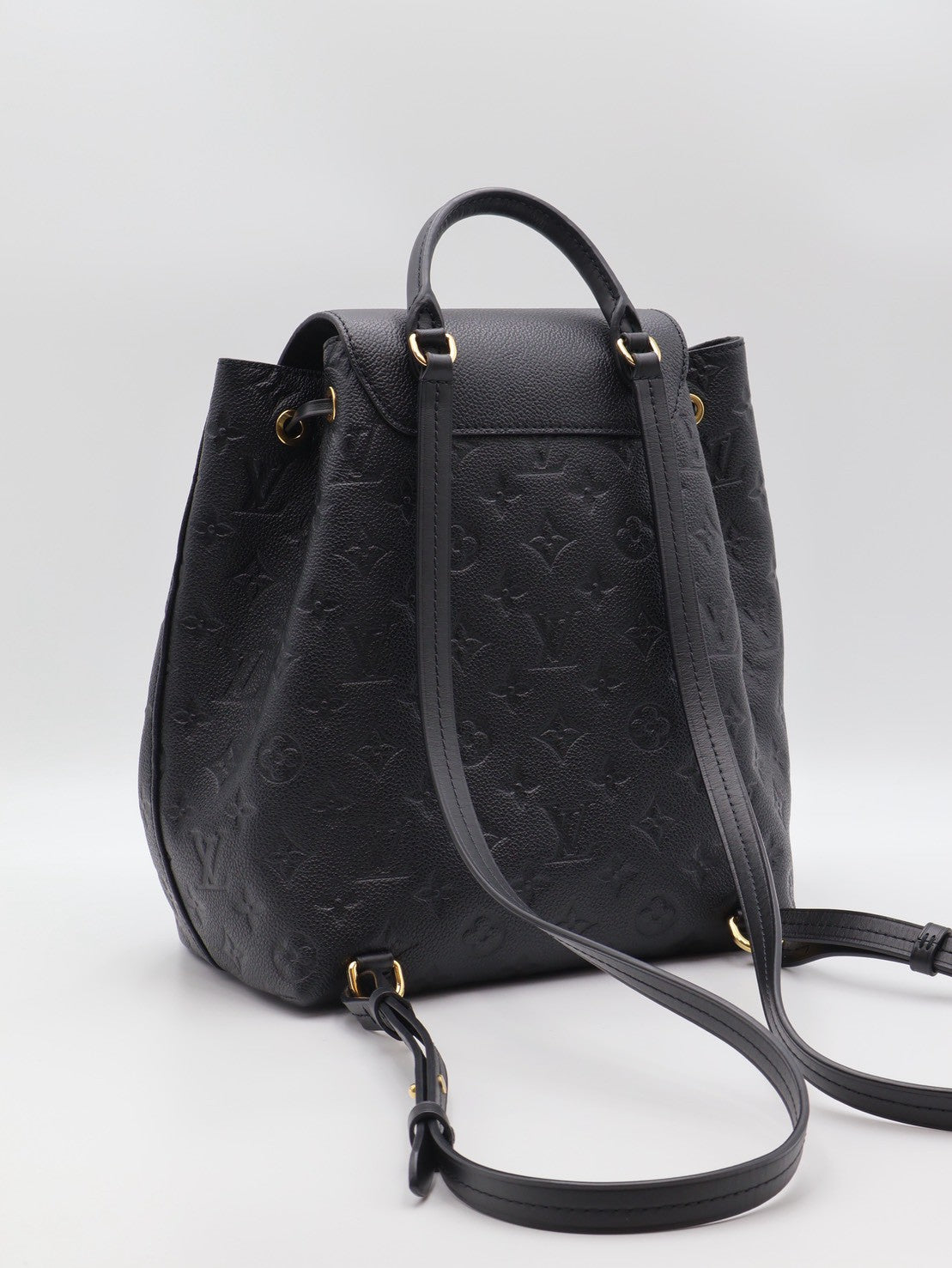 LOUIS VUITTON Montsouris壓紋牛皮後背包 - 黑
