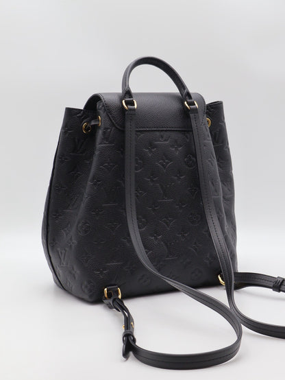 LOUIS VUITTON Montsouris壓紋牛皮後背包 - 黑