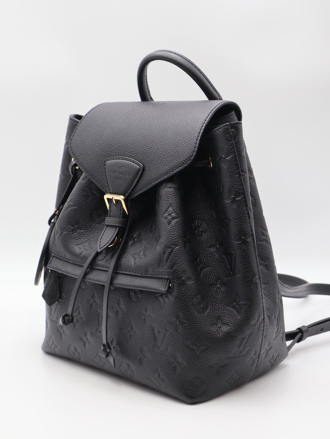 LOUIS VUITTON Montsouris壓紋牛皮後背包 - 黑