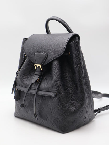 LOUIS VUITTON Montsouris壓紋牛皮後背包 - 黑