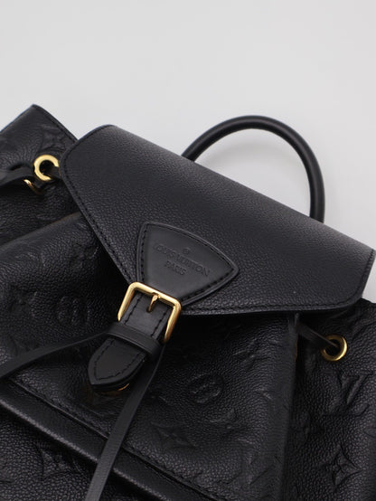 LOUIS VUITTON Montsouris壓紋牛皮後背包 - 黑