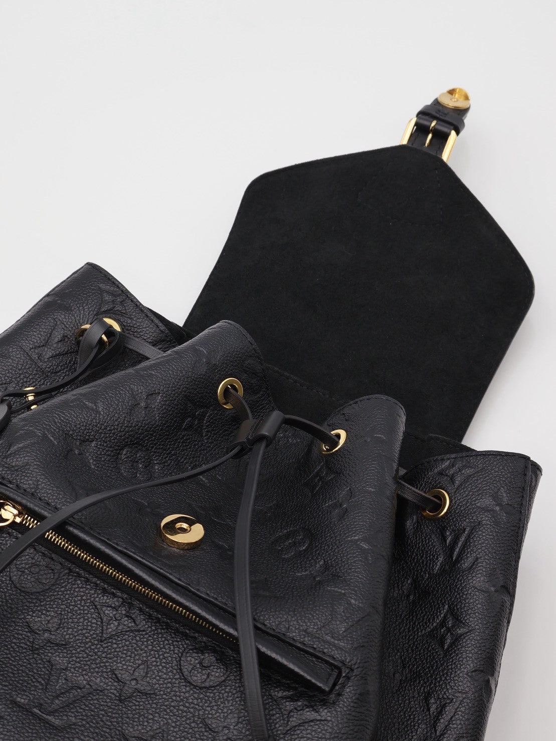 LOUIS VUITTON Montsouris壓紋牛皮後背包 - 黑