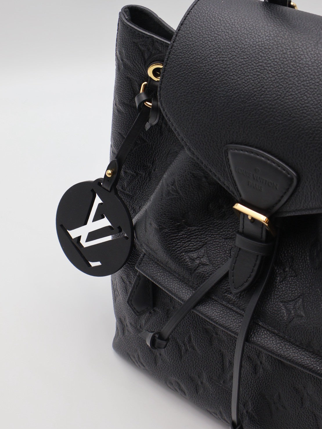 LOUIS VUITTON Montsouris壓紋牛皮後背包 - 黑