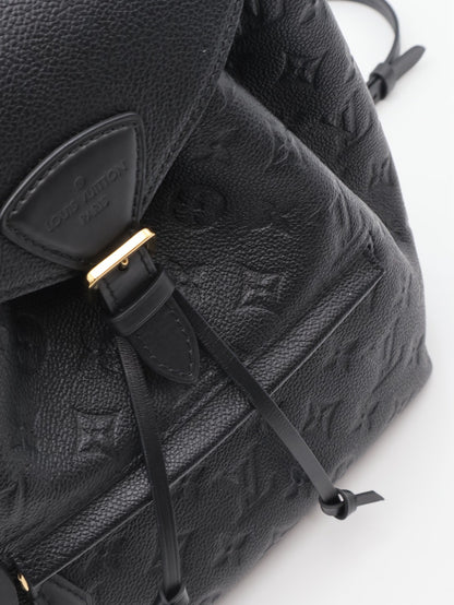 LOUIS VUITTON Montsouris壓紋牛皮後背包 - 黑