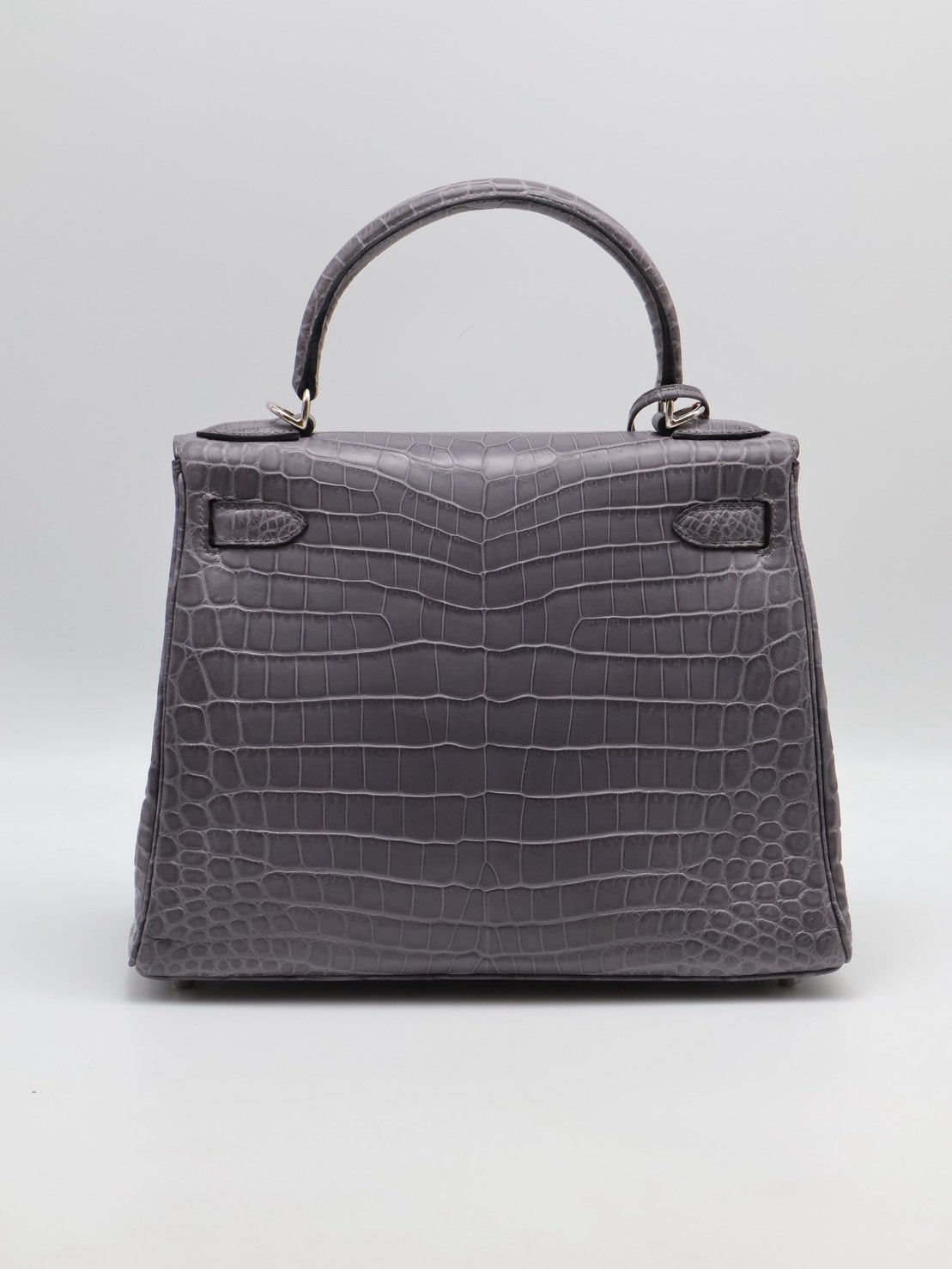 HERMES Kelly 28 霧面鱷魚皮 - 巴黎灰銀 🅀
