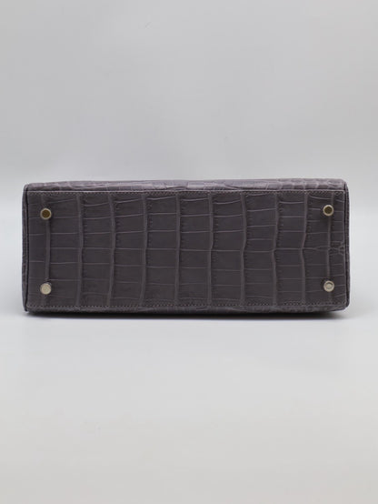 HERMES Kelly 28 霧面鱷魚皮 - 巴黎灰銀 🅀
