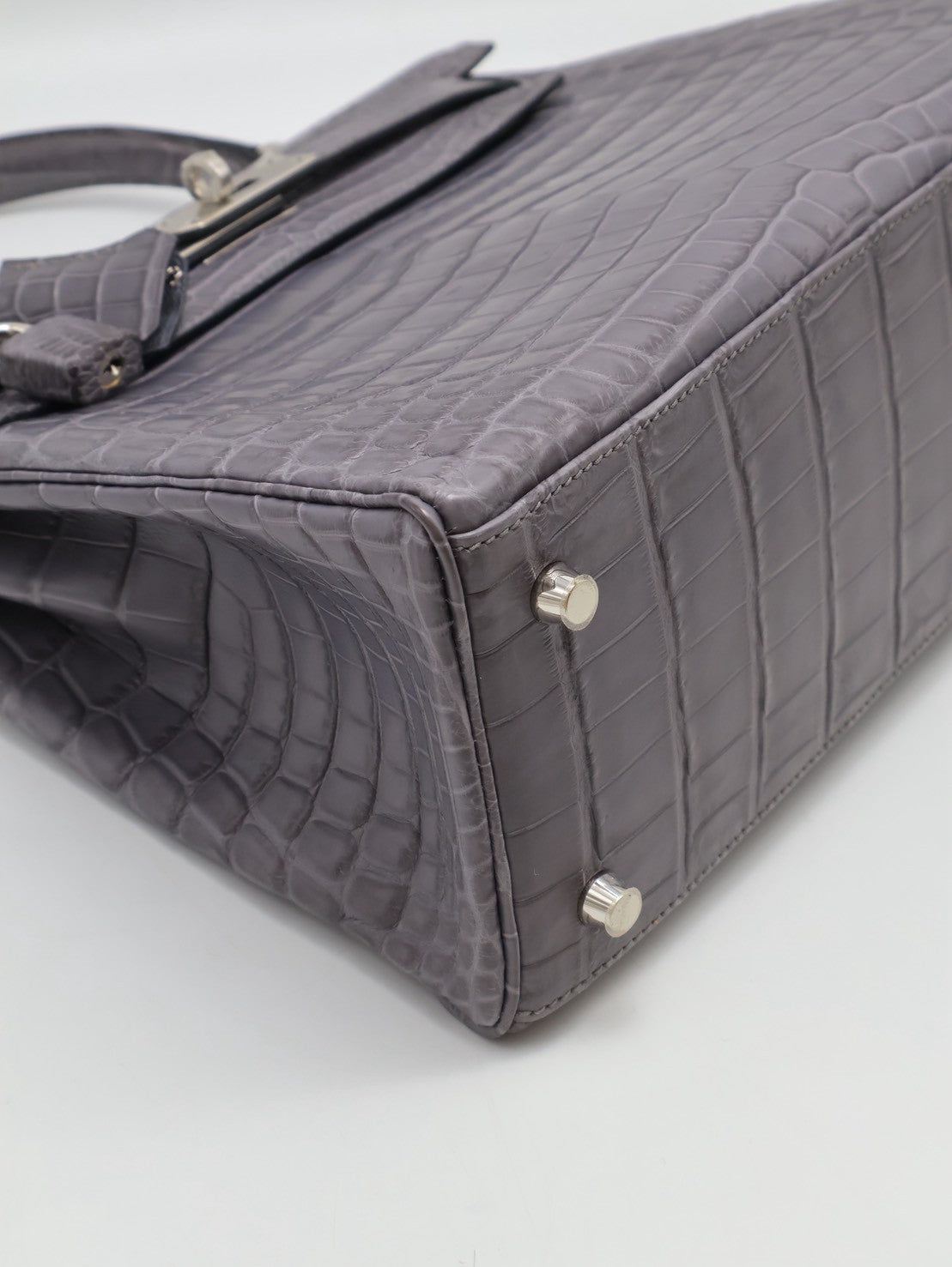 HERMES Kelly 28 霧面鱷魚皮 - 巴黎灰銀 🅀