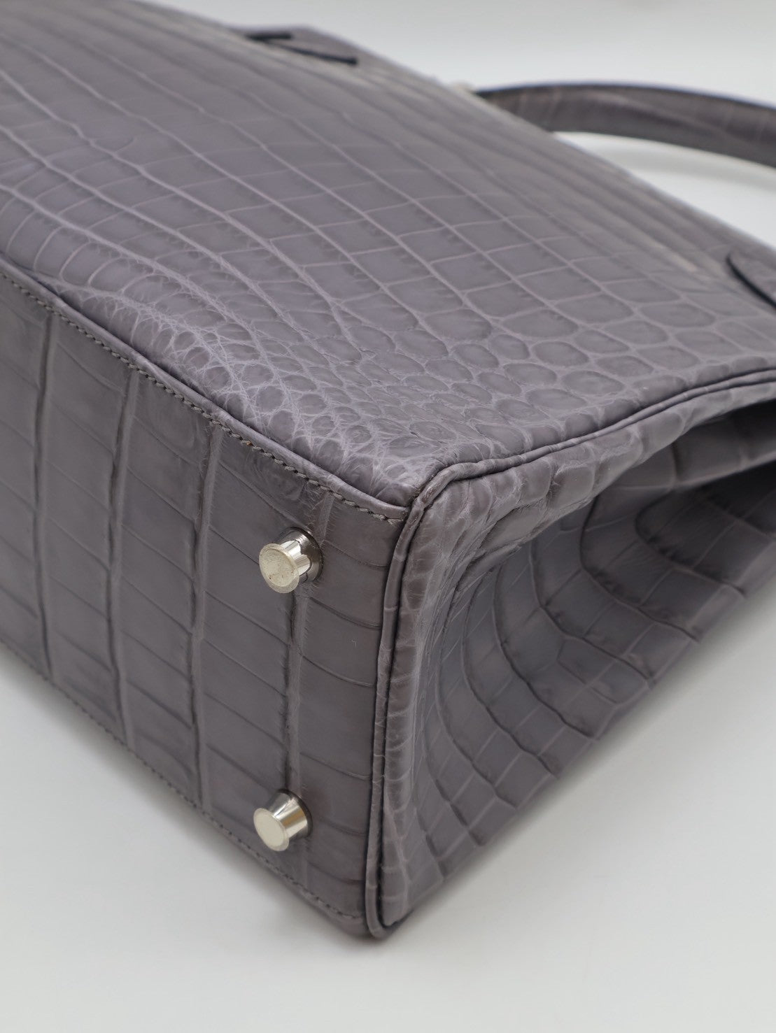 HERMES Kelly 28 霧面鱷魚皮 - 巴黎灰銀 🅀
