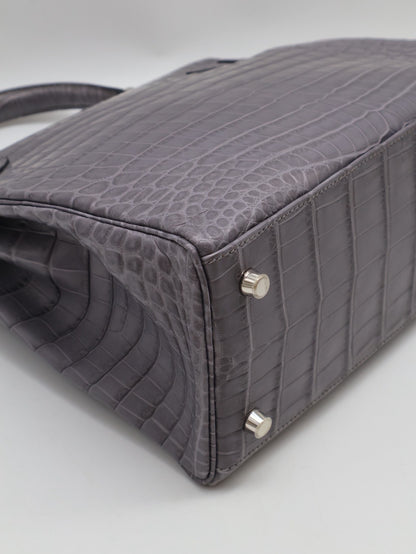 HERMES Kelly 28 霧面鱷魚皮 - 巴黎灰銀 🅀