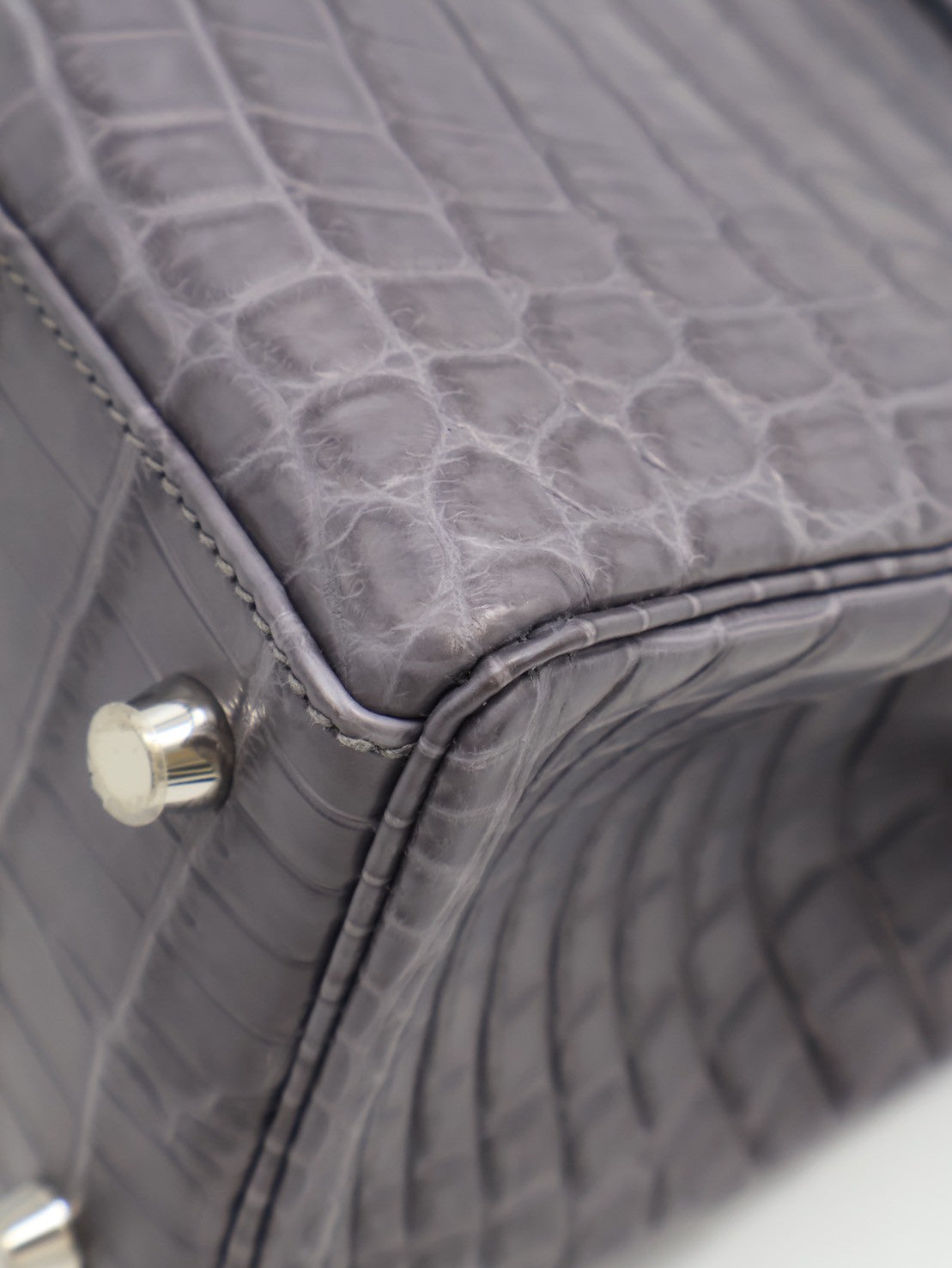 HERMES Kelly 28 霧面鱷魚皮 - 巴黎灰銀 🅀