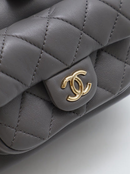 CHANEL Duma小羊皮後背包 - 小號深灰金