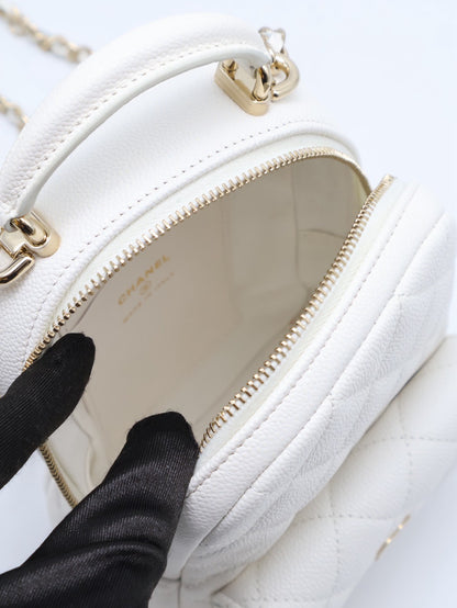 CHANEL 粒面牛皮迷你後背包 - 白金