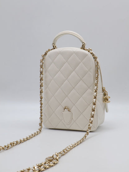 CHANEL 粒面牛皮迷你後背包 - 白金