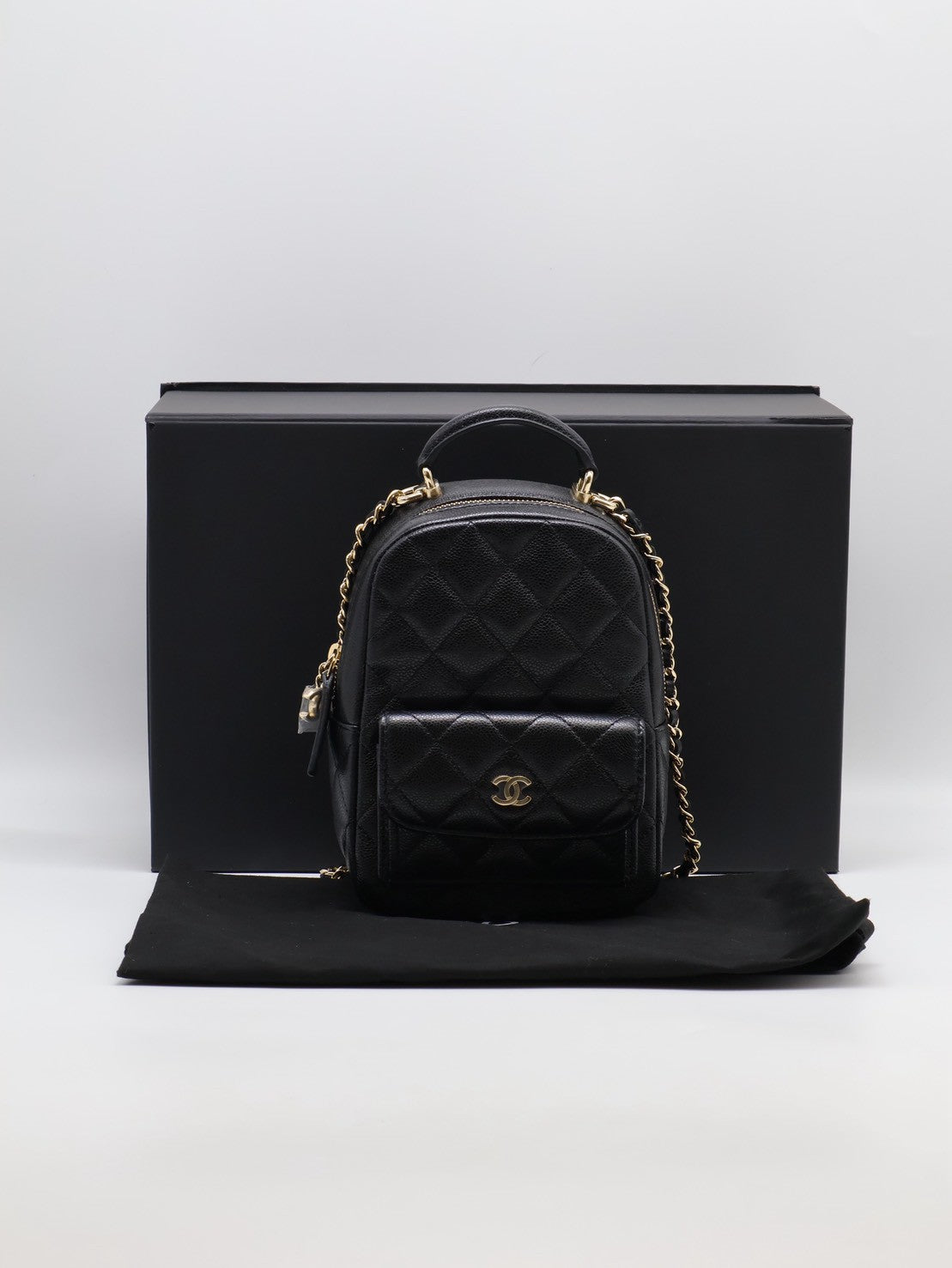 CHANEL 粒面牛皮迷你後背包 - 黑金