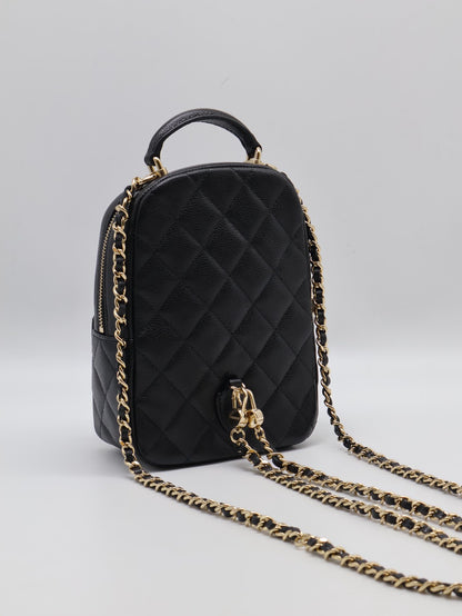CHANEL 粒面牛皮迷你後背包 - 黑金