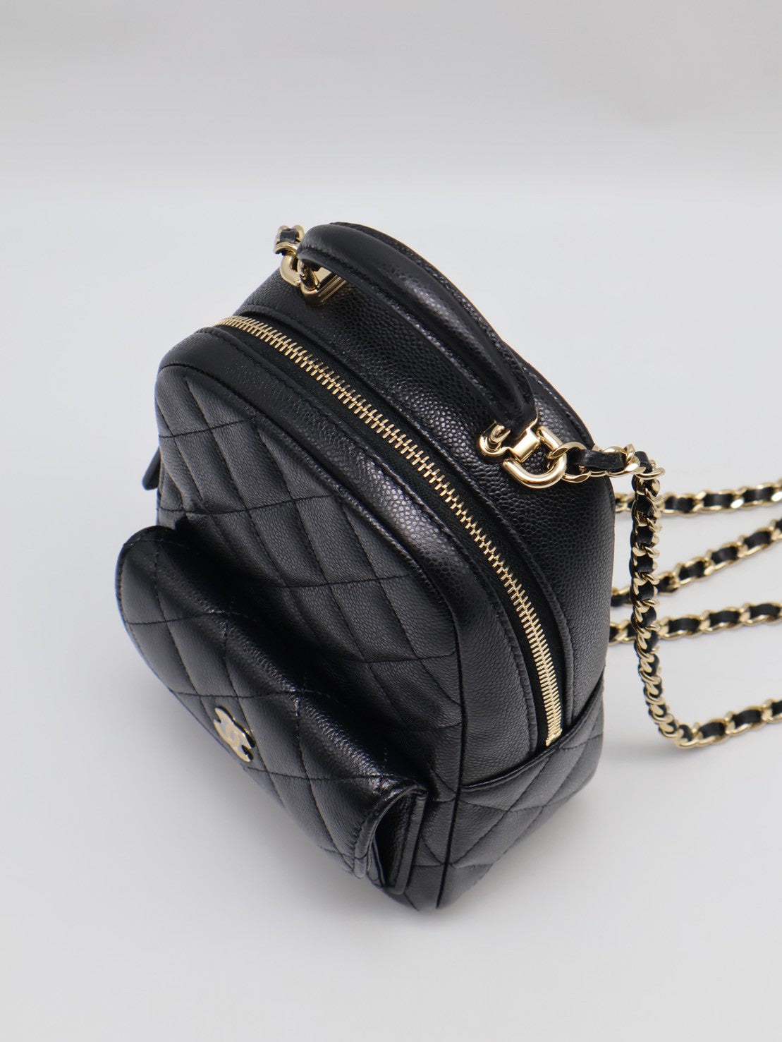 CHANEL 粒面牛皮迷你後背包 - 黑金