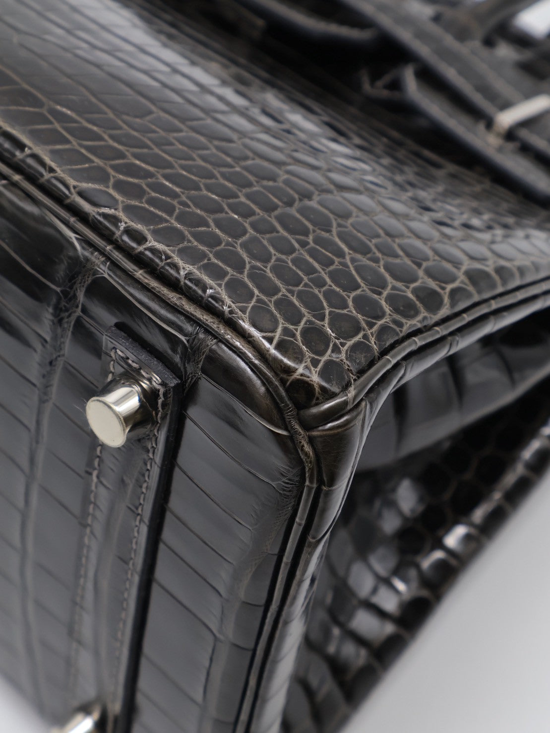 HERMES Birkin 30 亮面鱷魚皮 - Noir 89 黑銀 🅁