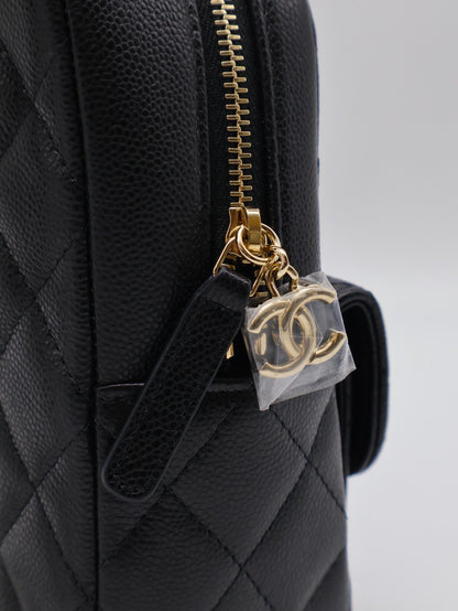 CHANEL 粒面牛皮迷你後背包 - 黑金
