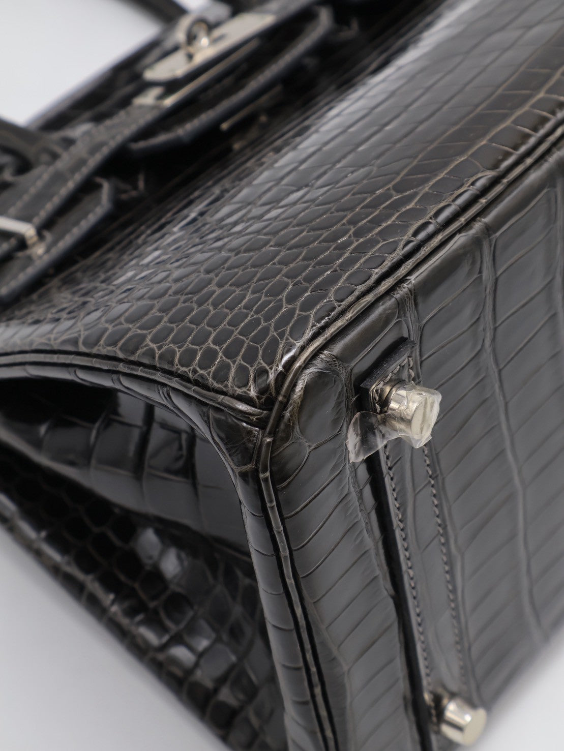 HERMES Birkin 30 亮面鱷魚皮 - Noir 89 黑銀 🅁