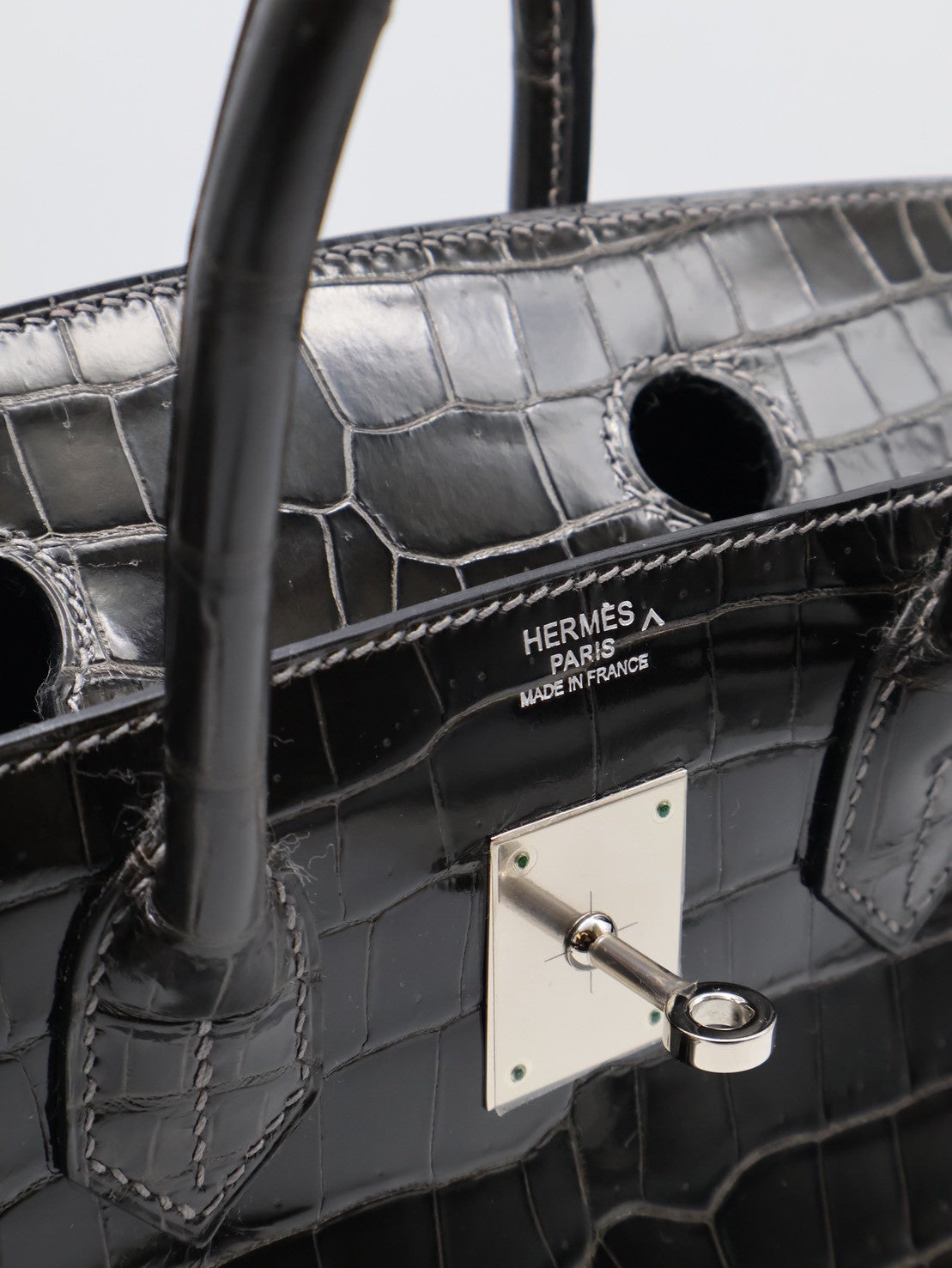 HERMES Birkin 30 亮面鱷魚皮 - Noir 89 黑銀 🅁