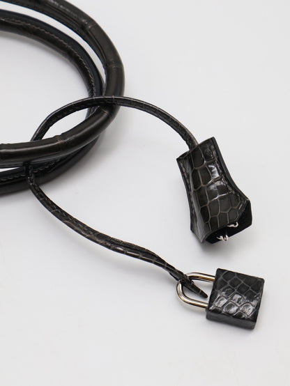 HERMES Birkin 30 亮面鱷魚皮 - Noir 89 黑銀 🅁
