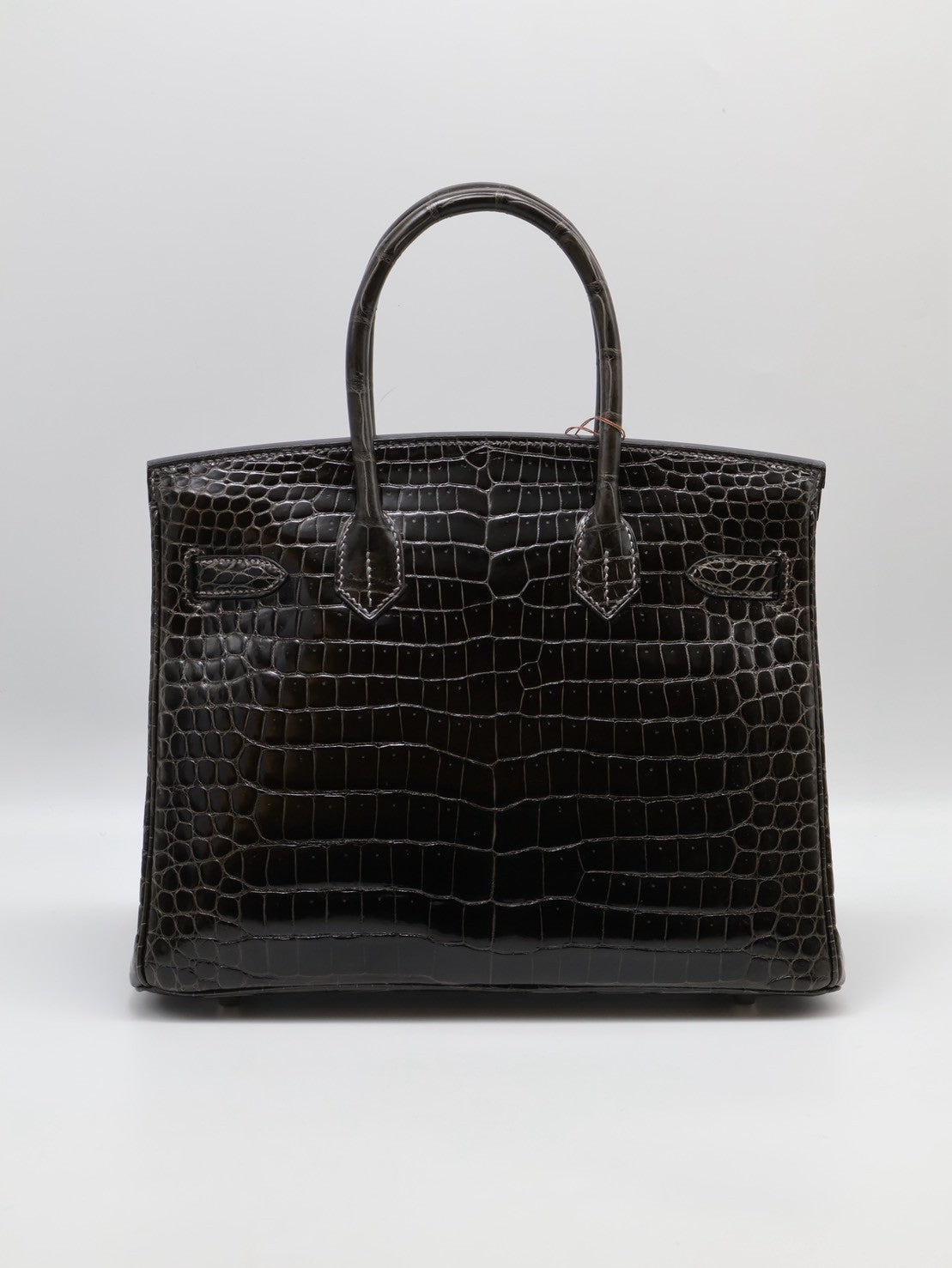 HERMES Birkin 30 亮面鱷魚皮 - Noir 89 黑銀 🅁