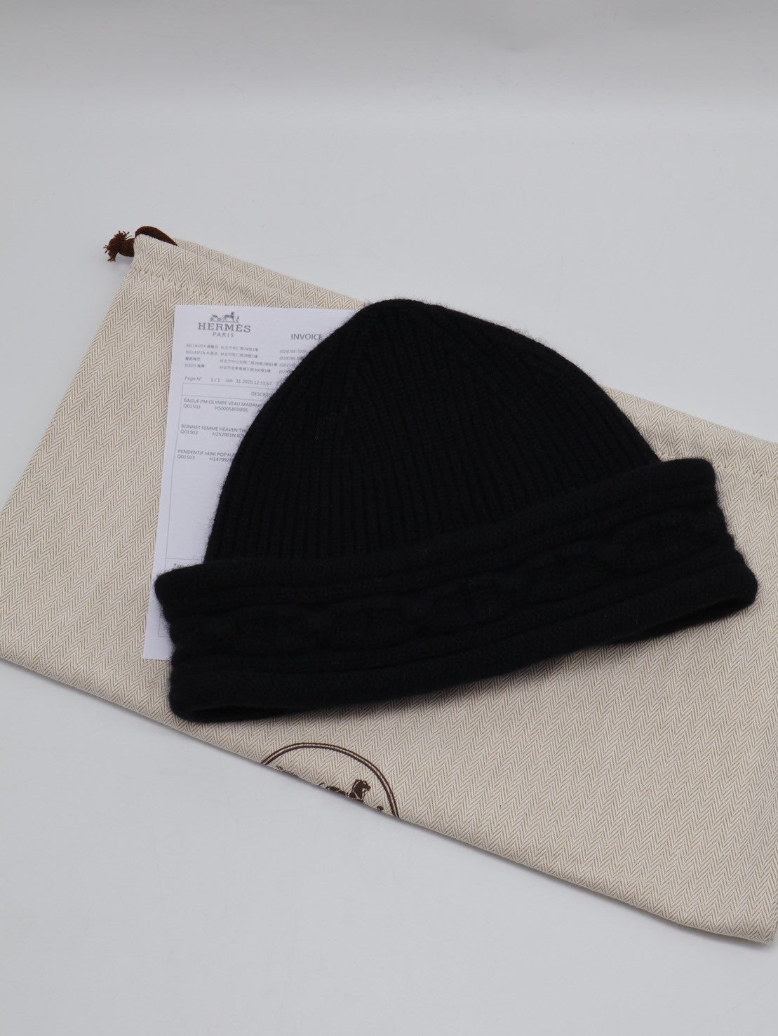 HERMES Heaven twist beanie針織毛帽 - M 黑