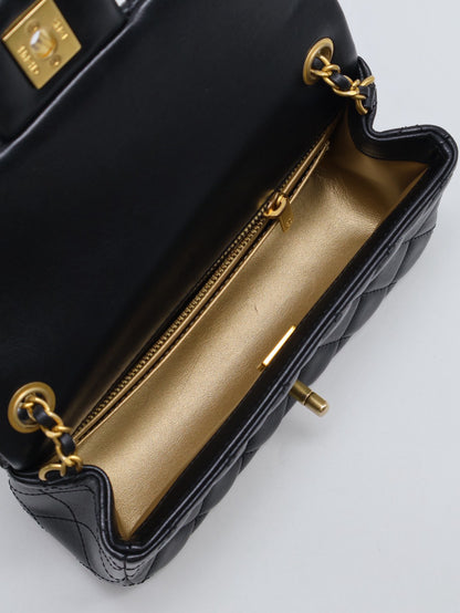 CHANEL 經典口蓋包Mini CF20 - 金球黑金