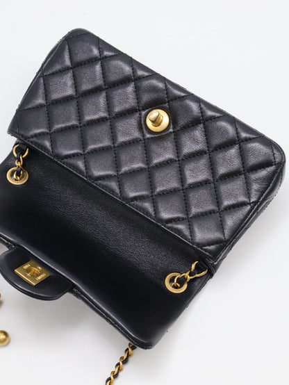 CHANEL 經典口蓋包Mini CF20 - 金球黑金
